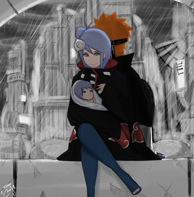 Konan, Pein (Nagato) And Their Daughter Or Son xD